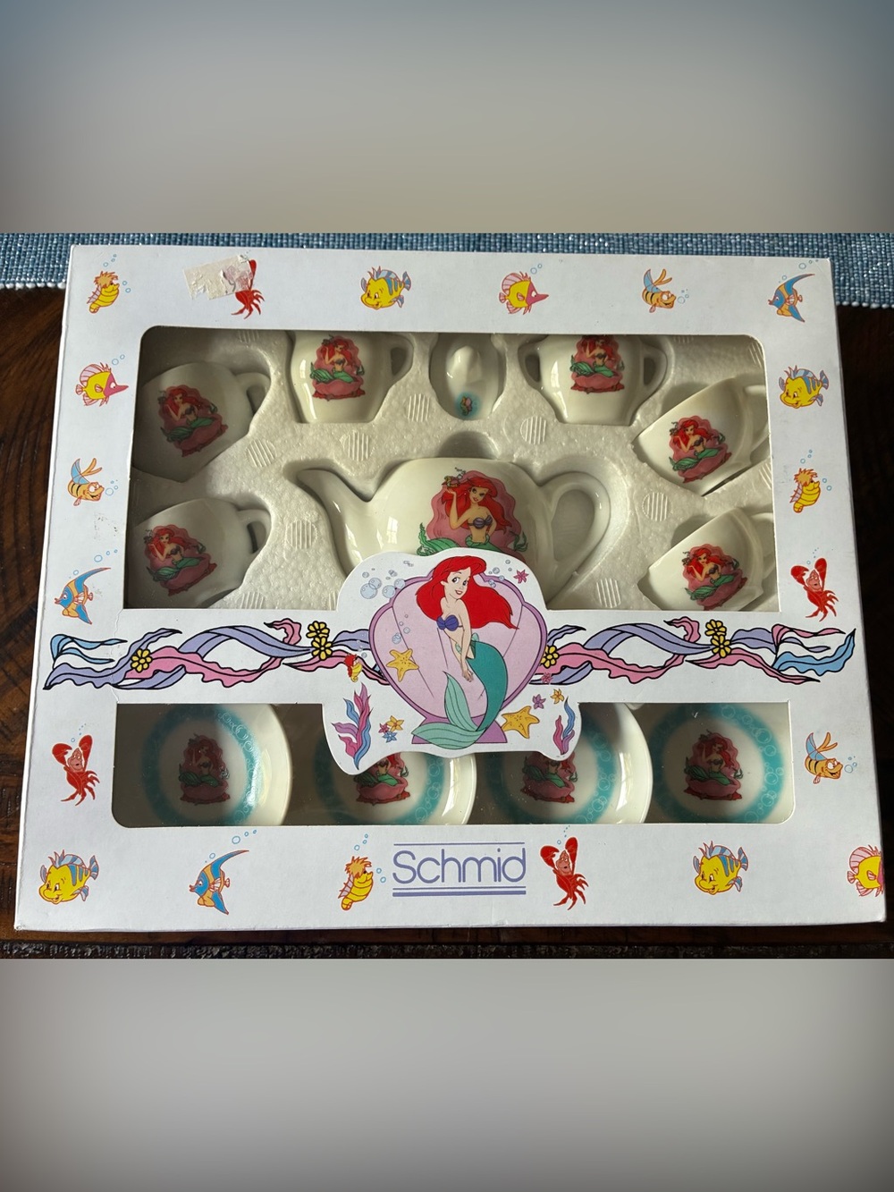 The Disney  Little Mermaid Children's Tea Set - White with Red & Aqua Accents